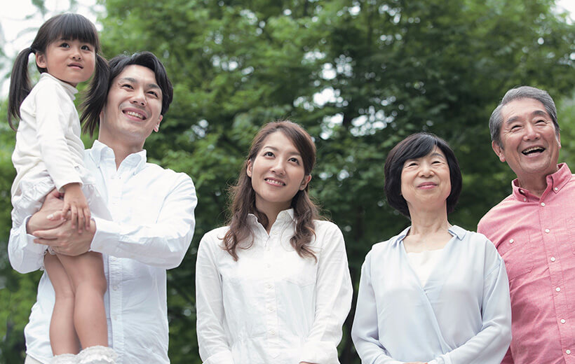 三世代家族の写真